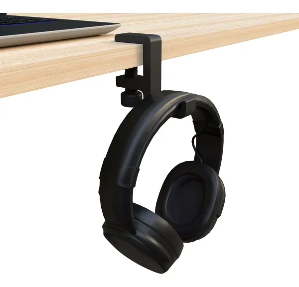 SOPORTE AURICULARES ESCRITORIO A ROSCA PLAST NEGRO